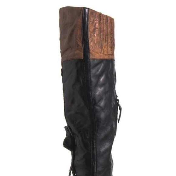 Sam Edelman Park Boot Black Saddle High-shine spiked studs harness knee-high NEW - Picture 12 of 15